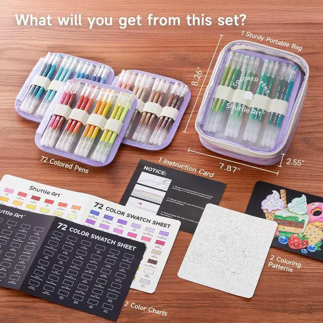 Alt view image 2 of 7 - Shuttle Art Colored Pens, 72 Vibrant Colors Cute Journal Pens 0.6mm Fine Point Colored Gel Pens for Black Paper in Portable Bag for Coloring Writing Drawing Journaling Note Taking School Office Home