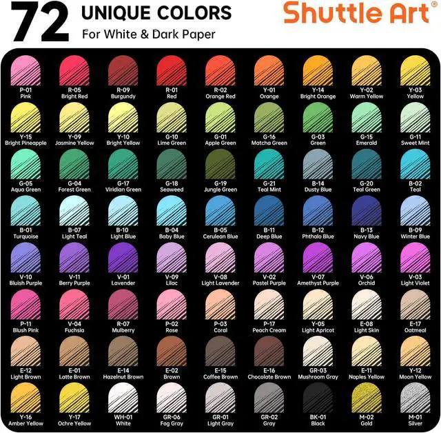 Alt view image 3 of 7 - Shuttle Art Colored Pens, 72 Vibrant Colors Cute Journal Pens 0.6mm Fine Point Colored Gel Pens for Black Paper in Portable Bag for Coloring Writing Drawing Journaling Note Taking School Office Home