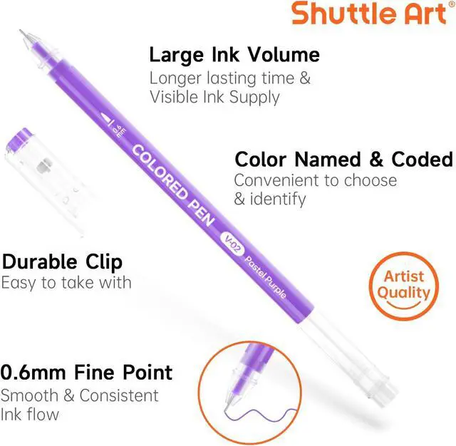 Alt view image 4 of 7 - Shuttle Art Colored Pens, 72 Vibrant Colors Cute Journal Pens 0.6mm Fine Point Colored Gel Pens for Black Paper in Portable Bag for Coloring Writing Drawing Journaling Note Taking School Office Home