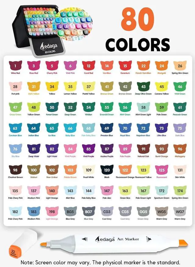 Alt view image 4 of 6 - YHC 80 Colors Alcohol Markers with Free APP, Alcohol-Based Dual Chisel and Fine Tips Markers with Kickstand Case for Adult Coloring, Drawing, Painting and Sketching, Great Gift Idea for Artists