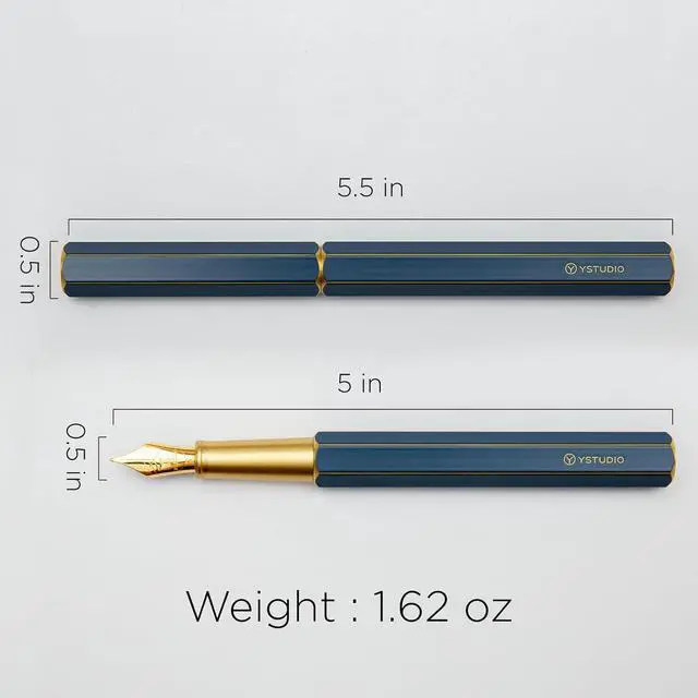 Alt view image 4 of 7 - YSTUDIO Stunning Classic Revolve Fountain Pen, Schmidt Gilded Nib, Best Pen Gift Set for Men & Women, Professional, Executive Office, Nice PensblueM nib
