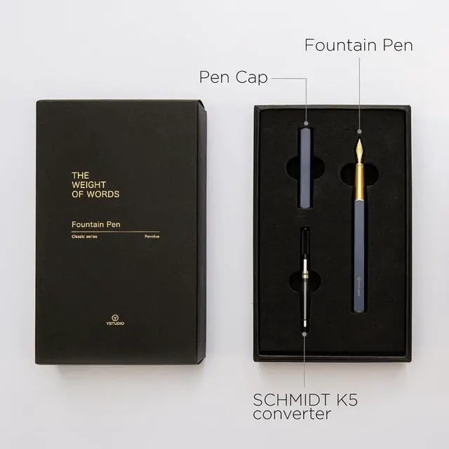 Alt view image 5 of 7 - YSTUDIO Stunning Classic Revolve Fountain Pen, Schmidt Gilded Nib, Best Pen Gift Set for Men & Women, Professional, Executive Office, Nice PensblueM nib