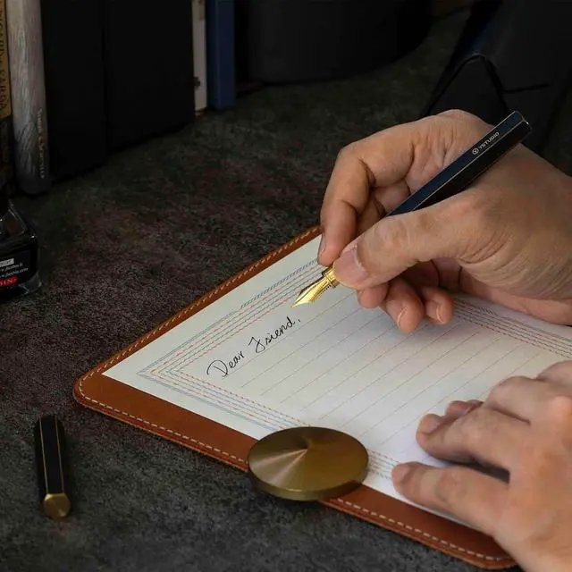 Alt view image 7 of 7 - YSTUDIO Stunning Classic Revolve Fountain Pen, Schmidt Gilded Nib, Best Pen Gift Set for Men & Women, Professional, Executive Office, Nice PensblueM nib