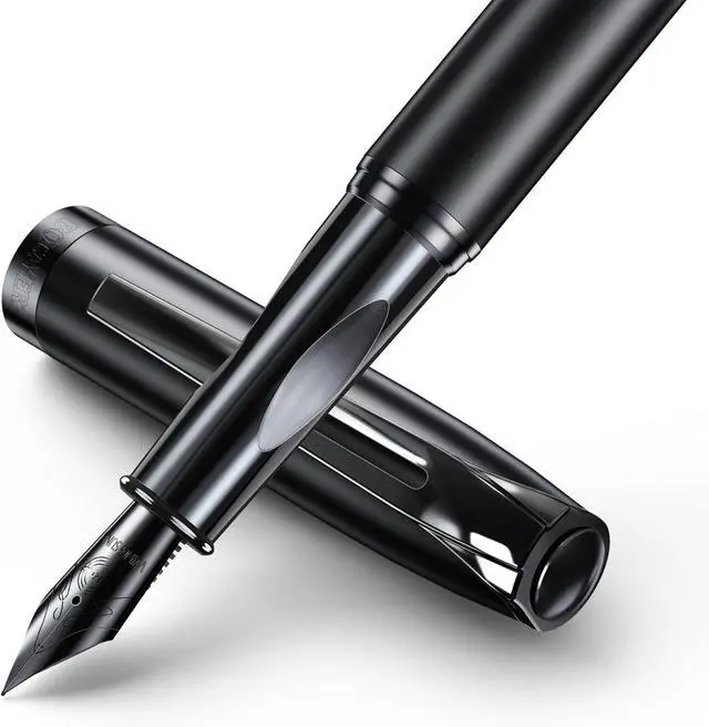 Main image of samurai Fountain Pen Set,Hand Polished Medium Nib,Calligraphy Nib(Bent Nib),Includes 8 Ink Cartridges,Ink Refill Converter*2 And Gift Box,Best Pen Gift Set for Men & WomenBlack