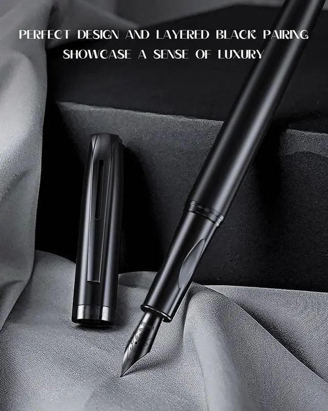Alt view image 3 of 7 - samurai Fountain Pen Set,Hand Polished Medium Nib,Calligraphy Nib(Bent Nib),Includes 8 Ink Cartridges,Ink Refill Converter*2 And Gift Box,Best Pen Gift Set for Men & WomenBlack