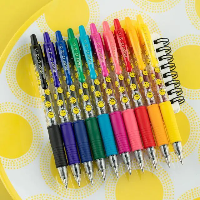 Alt view image 5 of 7 - PILOT, G2 Premium Gel Roller Pens, G2 SmileyWorld Collection, Write Happier, 10 Pack Pouch, Fine Point 0.7 mm, Assorted