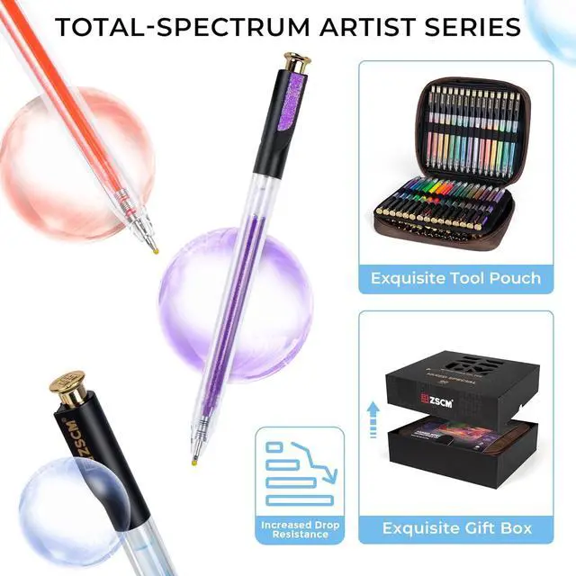Alt view image 5 of 7 - ZSCM Retractable Gel Pen For Adult Coloring, 60 Colors Large Capacity Multicolor Gel Ink Pens, 1 mm Fine Point Smooth Writing Color Pen for Adult Coloring Book Note Taking Aesthetic Art Supplies
