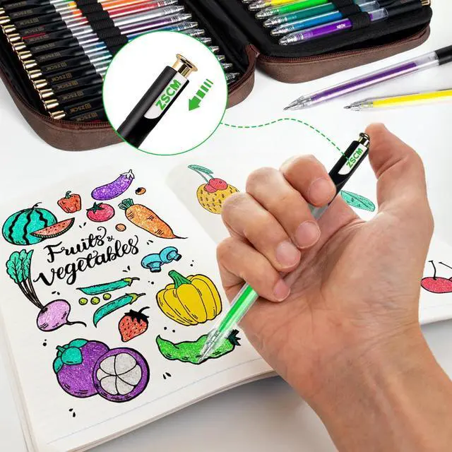 Alt view image 6 of 7 - ZSCM Retractable Gel Pen For Adult Coloring, 60 Colors Large Capacity Multicolor Gel Ink Pens, 1 mm Fine Point Smooth Writing Color Pen for Adult Coloring Book Note Taking Aesthetic Art Supplies