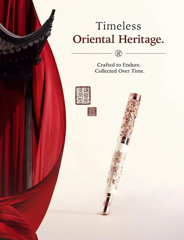 Alt view image 2 of 7 - ARTEX Luxury Fountain Pen - Museum Art Collections - Crafting Timeless Beauty - the Best Gift & Office Desk Decor, German SCHMIDT Fine Nib, Solid Metal (Ivory and Rosegold Pen)