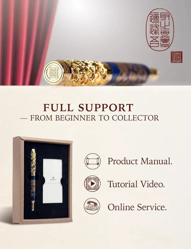 Alt view image 7 of 7 - ARTEX Luxury Fountain Pen - Museum Art Collections - Crafting Timeless Beauty - the Best Gift & Office Desk Decor, German SCHMIDT Fine Nib, Solid Metal (Ivory and Rosegold Pen)