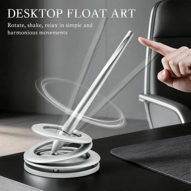 Alt view image 2 of 7 - Ovatt Hoverpen Interstellar - Space Silver, Ballpoint Pen, Unique Conversational Starter, Premium Futuristic Design, Precision Flow Ink, Schmidt Ballpoint Cartridges (Silver)