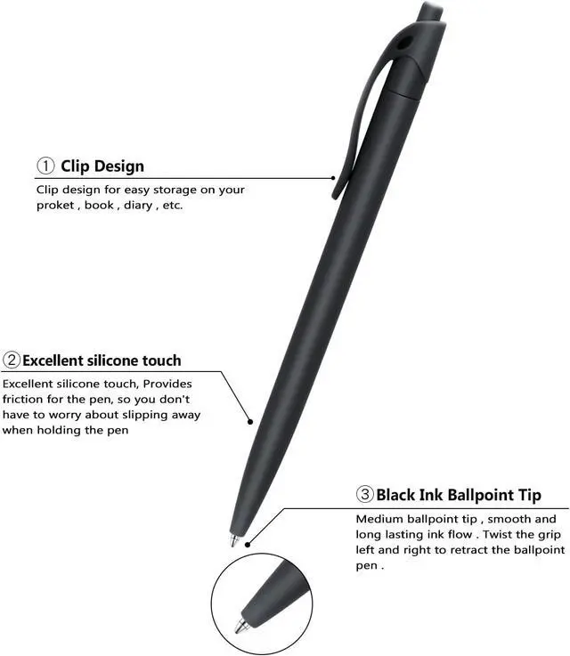 Alt view image 2 of 6 - Aozora Pens Bulk,80 Pack Black Click Pens No Bleed,Wholesale Retractable Ballpoint Pens Medium Point,Smooth Ink Pens for Journaling School Office Supplies 1.0MM Black Ink