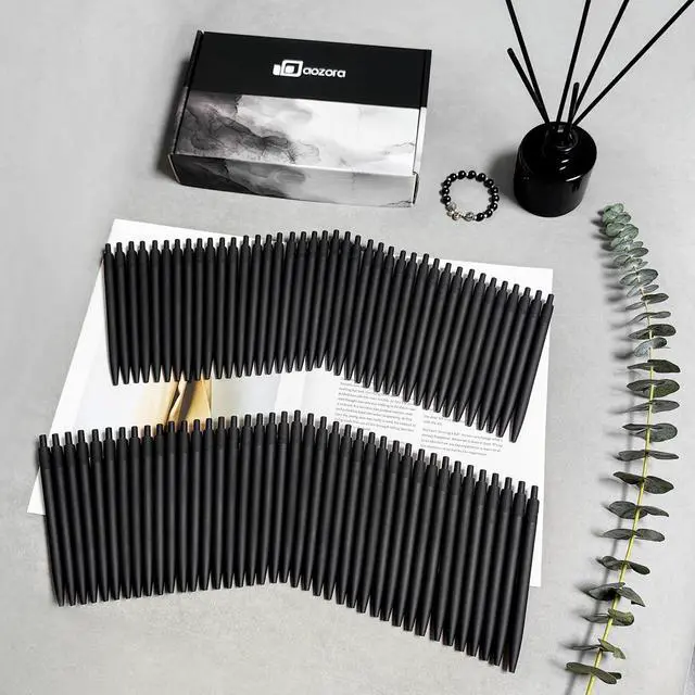 Alt view image 4 of 6 - Aozora Pens Bulk,80 Pack Black Click Pens No Bleed,Wholesale Retractable Ballpoint Pens Medium Point,Smooth Ink Pens for Journaling School Office Supplies 1.0MM Black Ink