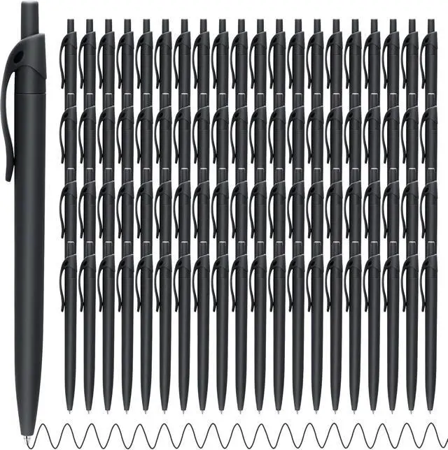 Alt view image 3 of 6 - Aozora Pens Bulk,80 Pack Black Click Pens No Bleed,Wholesale Retractable Ballpoint Pens Medium Point,Smooth Ink Pens for Journaling School Office Supplies 1.0MM Black Ink
