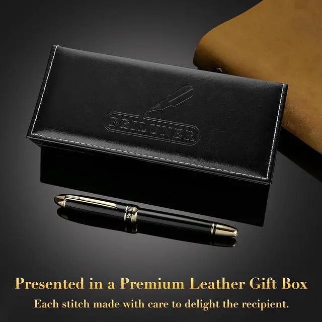 Alt view image 5 of 7 - BEILUNER 315 Black Fountain Pen,Stunning Luxury Pens with 24K Gold Accents, Gorgeous 24K Gilded Nib(Medium), Ink Converter,Fancy Pen Gift for Men&Women-Elegant, Office, Reliable, Nice Design