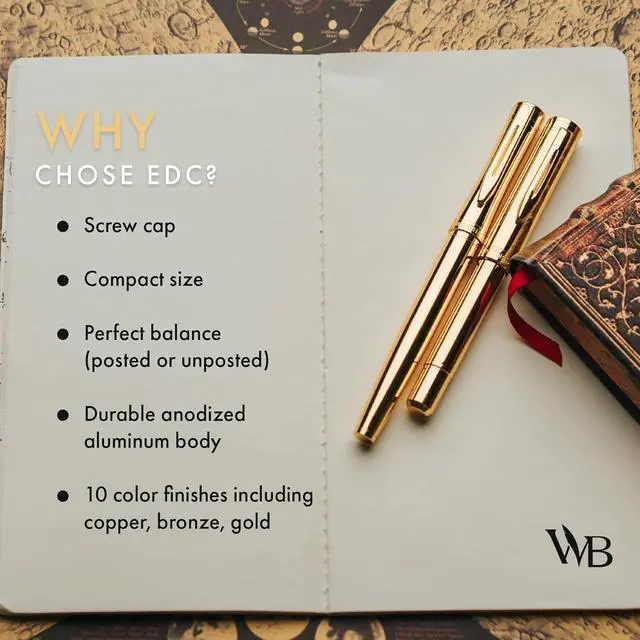 Alt view image 4 of 7 - Wordsworth and Black Fountain Pen Mini EDC: Luxury Gold Heavy Pocket Pen, Gold Finish, Medium Nib, 6 Ink Cartridges, Ink Converter, Travel Refillable Writing Pen Gift Set, Men & Women