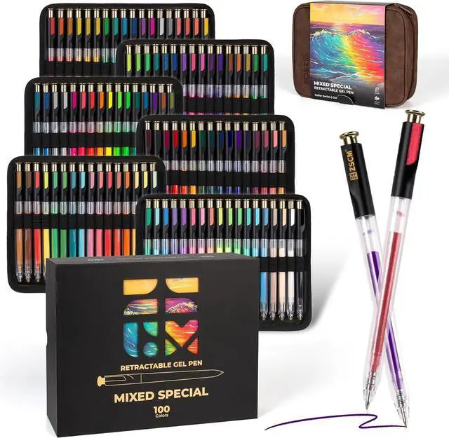Main image of ZSCM Retractable Gel Pen For Adult Coloring, 100 Colors Large Capacity Multicolor Gel Ink Pens, 1 mm Fine Point Smooth Writing Color Pen for Adult Coloring Book Note Taking Aesthetic Art Supplies