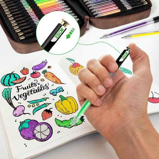 Alt view image 6 of 7 - ZSCM Retractable Gel Pen For Adult Coloring, 100 Colors Large Capacity Multicolor Gel Ink Pens, 1 mm Fine Point Smooth Writing Color Pen for Adult Coloring Book Note Taking Aesthetic Art Supplies