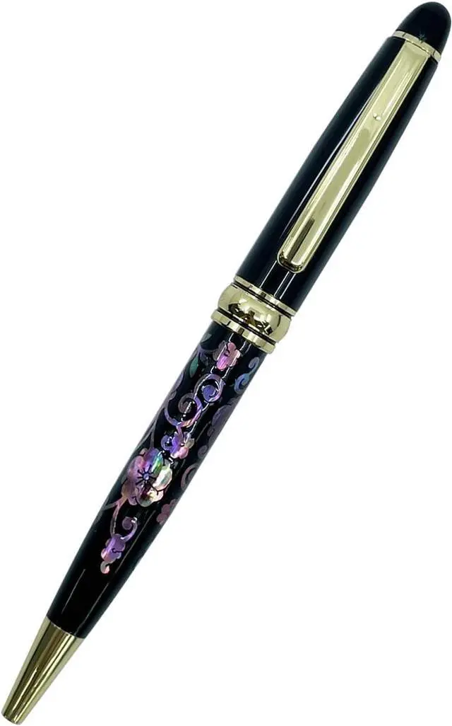 Main image of Inlay Mother of Pearl Design Handmade Ballpoint Pen Retractable Executive Gift Deluxe Rollerball Point Black Ink (Arabesque)