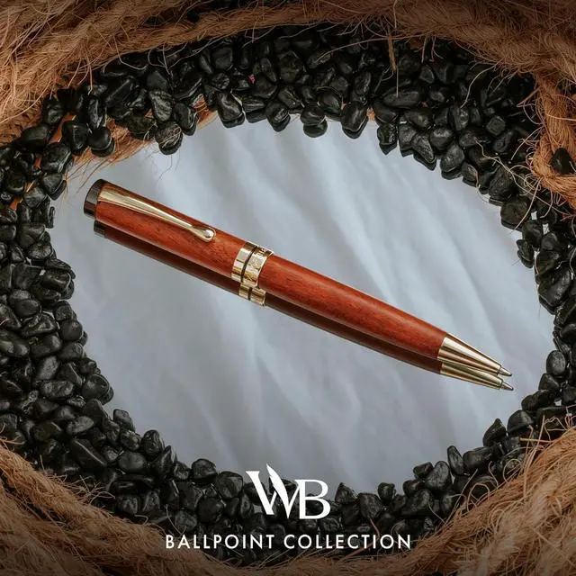 Alt view image 5 of 7 - Wordsworth and Black Ballpoint Pen Set - Stunning Luxury Pen Bamboo Cherrywood Gold Finish, Refillable, Best Ball Pen for Men & Women, Black Ink Refill, Elegant, Point Pen