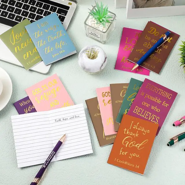 Alt view image 5 of 7 - Estune 48 Pcs Bible Pens Notepads Gifts Set Christian Gifts for Women Ballpoint Pen Notebook Inspirational Quotes Christian Pens Bible Journal Motivational Gift for Church Coworkers (Simple Style)