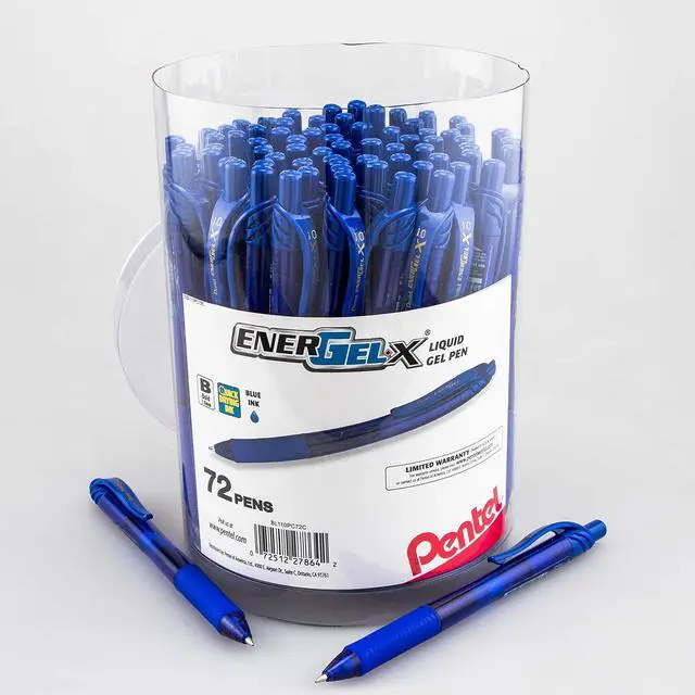 Main image of Pentel EnerGel-X Retractable Gel Pen, (1.0mm) Bold Line, Blue Ink, 72-PK Canister (BL110PC72C)