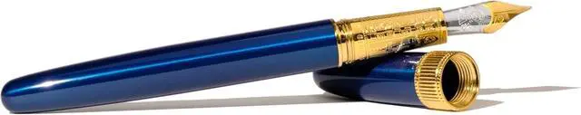 Alt view image 4 of 7 - Ferris Wheel Press | Joule Fountain Pen | Luna Celeste | Double Gold Plated, Sapphire Lacquer Finish | Two-Tone Steel Nib | Leather Sleeve/Fine