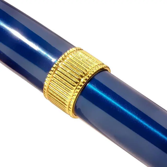 Alt view image 3 of 7 - Ferris Wheel Press | Joule Fountain Pen | Luna Celeste | Double Gold Plated, Sapphire Lacquer Finish | Two-Tone Steel Nib | Leather Sleeve/Fine