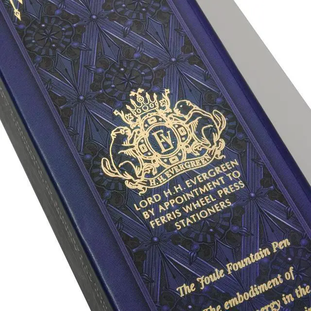 Alt view image 5 of 7 - Ferris Wheel Press | Joule Fountain Pen | Luna Celeste | Double Gold Plated, Sapphire Lacquer Finish | Two-Tone Steel Nib | Leather Sleeve/Fine