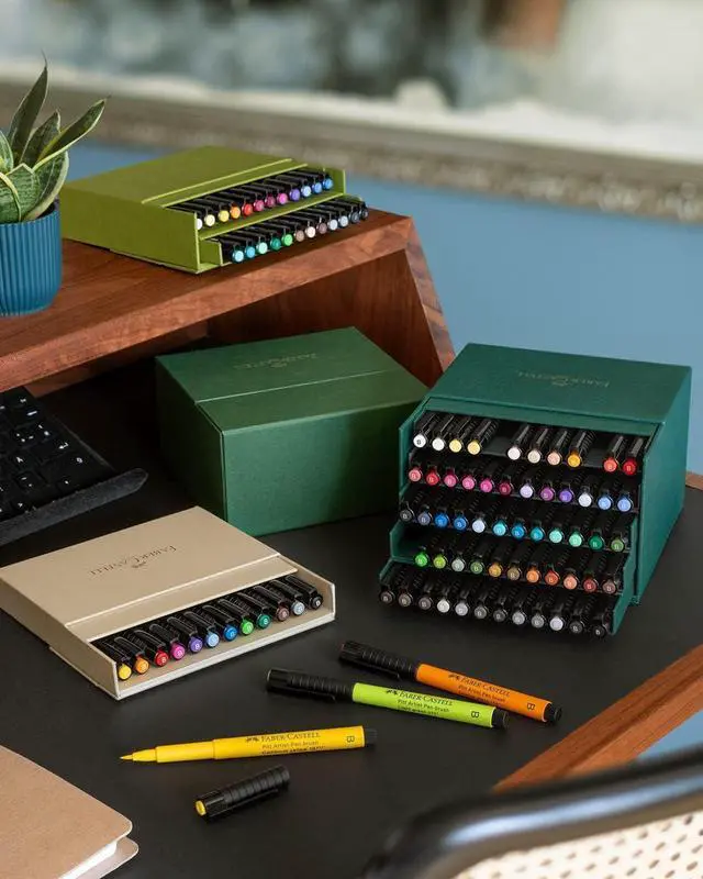 Alt view image 6 of 6 - Faber-Castell Art & Graphic Pitt Artist Pen Brush India Ink Pen, Multicoloured, Studio Box Of 24, For Art, Craft, Drawing, Sketching, Home, School, University, Colouring