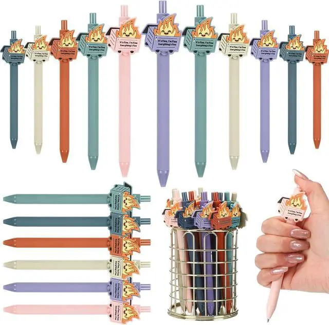 Main image of Sayglossy Dumpster Fire Pen for Coworker Positive Funny Office Ballpoint Pens Dumpster Fire Desk Accessories End of Year Gift for Graduation Team Coworker Teachers Nurse(Macaron Colors,48 Pcs)