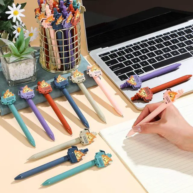 Alt view image 3 of 7 - Sayglossy Dumpster Fire Pen for Coworker Positive Funny Office Ballpoint Pens Dumpster Fire Desk Accessories End of Year Gift for Graduation Team Coworker Teachers Nurse(Macaron Colors,48 Pcs)