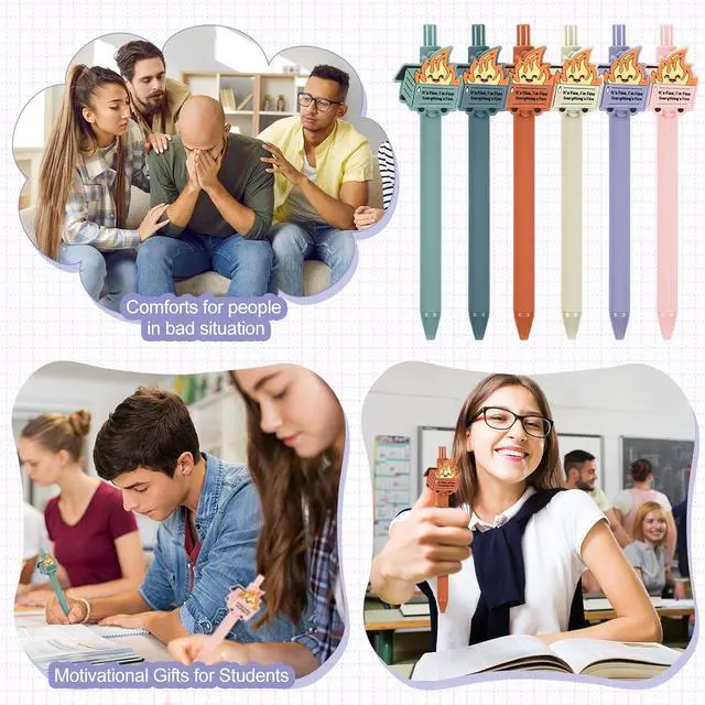Alt view image 5 of 7 - Sayglossy Dumpster Fire Pen for Coworker Positive Funny Office Ballpoint Pens Dumpster Fire Desk Accessories End of Year Gift for Graduation Team Coworker Teachers Nurse(Macaron Colors,48 Pcs)