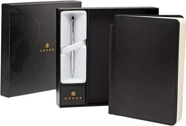 Main image of Cross Classic Century Chrome Refillable Ballpoint Pen and Medium Lined Journal Gift Set, Includes Premium Gift Box - Classic Black