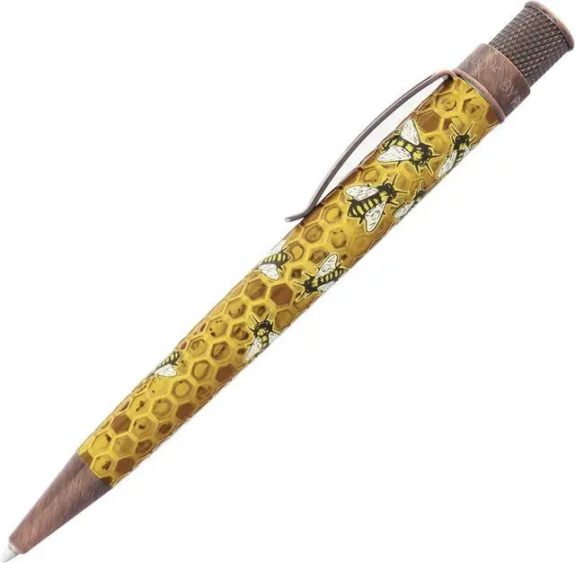 Main image of Retro 1951 Tornado Rescue - "Buzz" Honeybee Ballpoint Pen - Acid-etched Honeycomb Design Bee Pen - Proceeds Benefit NW Honey Bee Habitat Restoration