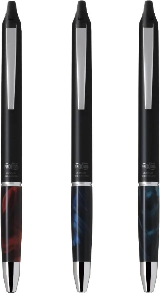 Alt view image 4 of 4 - PILOT FriXion Ball Knock Zone, Slide Clicker Retractable Erasable Gel Ink Pen, Fine Point 0.5mm, Inspiration Red, Refillable Water-Based Gel Ink (Black), LFBKZ-3SEF-IR