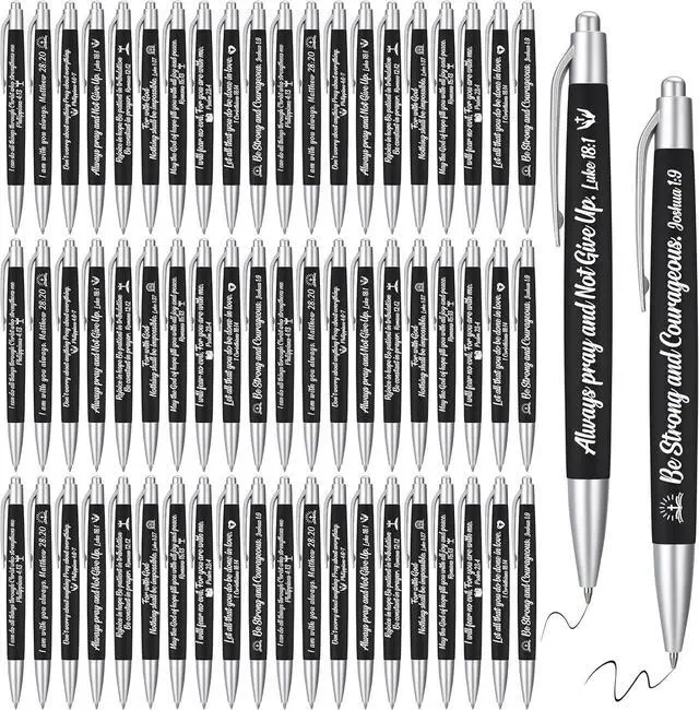 Main image of Yeaqee 100 Pcs Employee Appreciation Gifts Bulk Inspirational Metal Ink Ballpoint Pen with Motivational Quote for Coworker Team Office Staff Thank You Gifts(Black,Biblical)