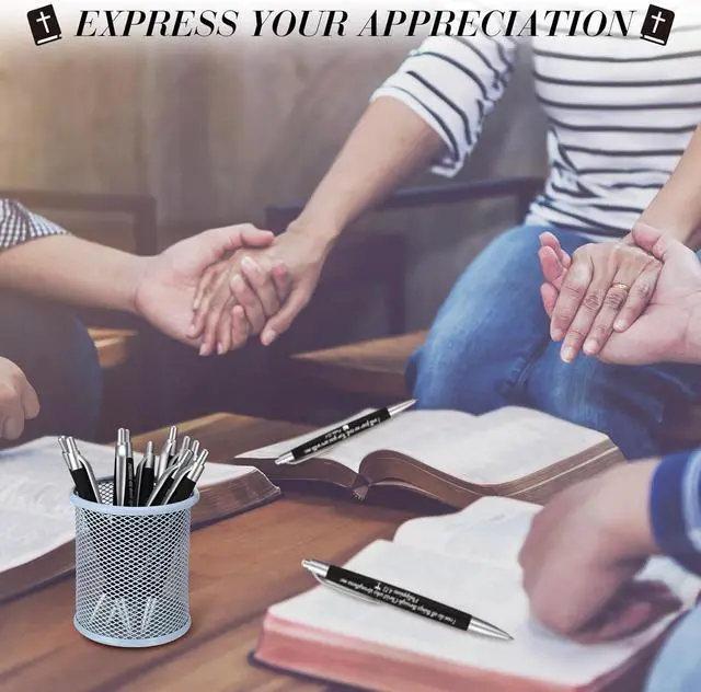 Alt view image 5 of 6 - Yeaqee 100 Pcs Employee Appreciation Gifts Bulk Inspirational Metal Ink Ballpoint Pen with Motivational Quote for Coworker Team Office Staff Thank You Gifts(Black,Biblical)