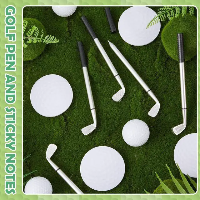 Alt view image 3 of 7 - Estune 24 Pack Golf Ballpoint Pen and Sticky Notes Cool Golf Party Favors Mini Decorative Funny Sports Golfing Club Props Black Gel Ink for Office Coworkers Stationery Gift Supply