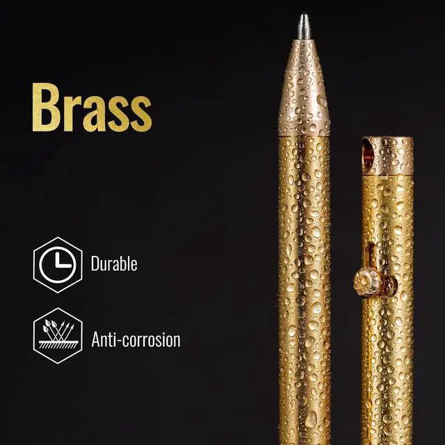 Alt view image 6 of 7 - KeyUnity KP00 Titanium Alloy Bolt Action Pen with Bonus Refills, Retractable Pocket Ball-point Pen for Everyday Use Signature, Fine Point, Black Ink (Brass)