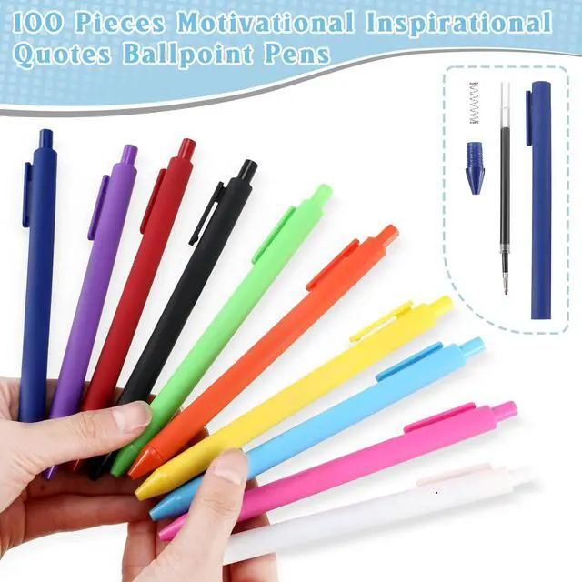 Alt view image 2 of 7 - Teling 100 Pcs Inspirational Pens in Bulk Motivational Ballpoint Pens Bulk with Funny Sayings Quotes Positive Thank You Gifts for Adults Employees Coworkers Team Staff(Classic Colors,Blank Style)