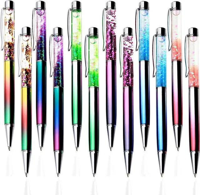 Main image of Abhay 12 Pack Liquid Sand Glitter Pen Metal Ballpoint Pens Metal Ball Pens Floating Glitter Dynamic Liquid Sand Pen for Office Supplies