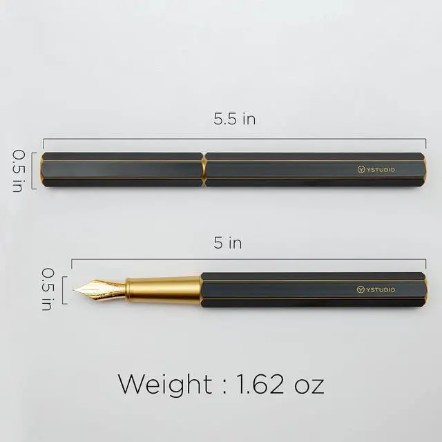 Alt view image 4 of 7 - YSTUDIO Stunning Classic Revolve Fountain Pen, Schmidt Gilded Nib, Best Pen Gift Set for Men & Women, Professional, Executive Office, Nice PensblackM nib