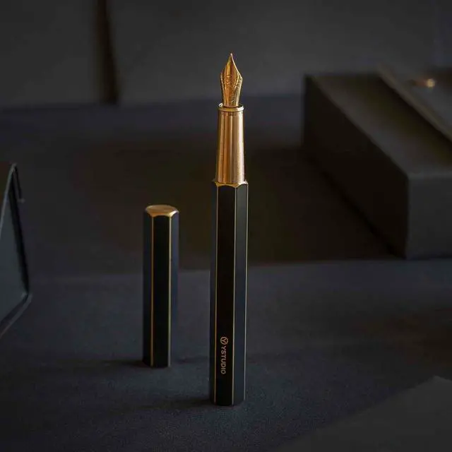 Alt view image 6 of 7 - YSTUDIO Stunning Classic Revolve Fountain Pen, Schmidt Gilded Nib, Best Pen Gift Set for Men & Women, Professional, Executive Office, Nice PensblackM nib