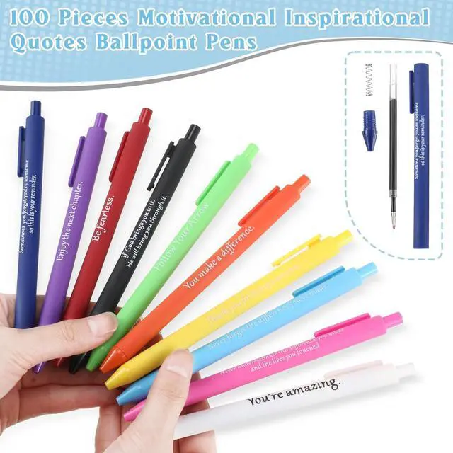 Alt view image 4 of 7 - Teling 100 Pcs Inspirational Pens in Bulk Motivational Ballpoint Pens Bulk with Funny Sayings Quotes Positive Thank You Gifts for Adults Employees Coworkers Team Staff(Classic Colors,Classic Style)