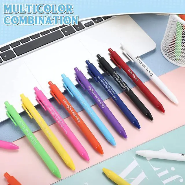 Alt view image 7 of 7 - Teling 100 Pcs Inspirational Pens in Bulk Motivational Ballpoint Pens Bulk with Funny Sayings Quotes Positive Thank You Gifts for Adults Employees Coworkers Team Staff(Classic Colors,Classic Style)