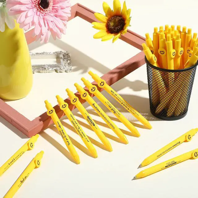 Alt view image 3 of 6 - Fuutreo 50 Pcs Funny Pens Employee Appreciation Gifts Smile Face Coworker Inspirational Motivational Quotes Ballpoint Pens for Coworker Staff Team Office(Motivational)