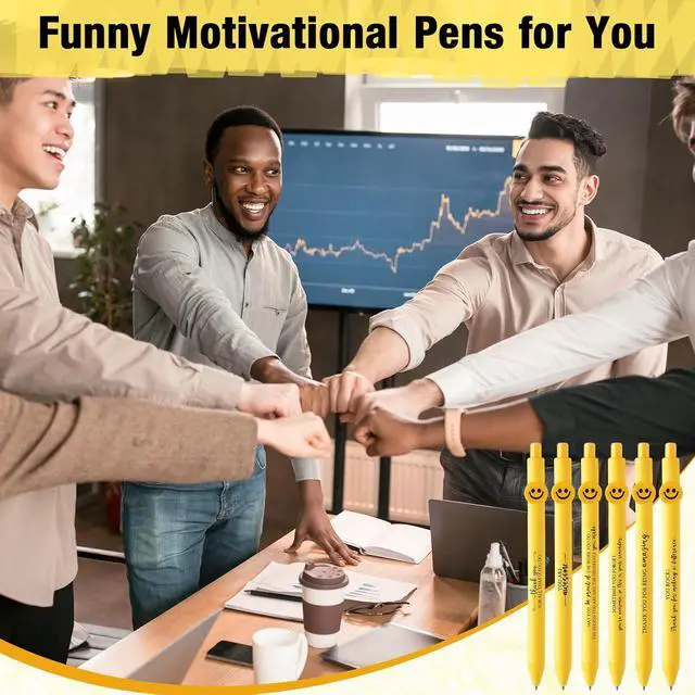 Alt view image 5 of 6 - Fuutreo 50 Pcs Funny Pens Employee Appreciation Gifts Smile Face Coworker Inspirational Motivational Quotes Ballpoint Pens for Coworker Staff Team Office(Motivational)