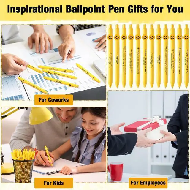 Alt view image 6 of 6 - Fuutreo 50 Pcs Funny Pens Employee Appreciation Gifts Smile Face Coworker Inspirational Motivational Quotes Ballpoint Pens for Coworker Staff Team Office(Motivational)