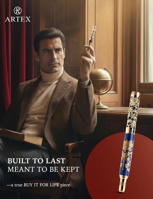 Alt view image 6 of 7 - ARTEX Executive Rollerball Pen-Museum Collections-Crafting Timeless Beauty-Luxury Pen Gift & Office Desk Decor, German SCHMIDT refill, Solid Metal Texture